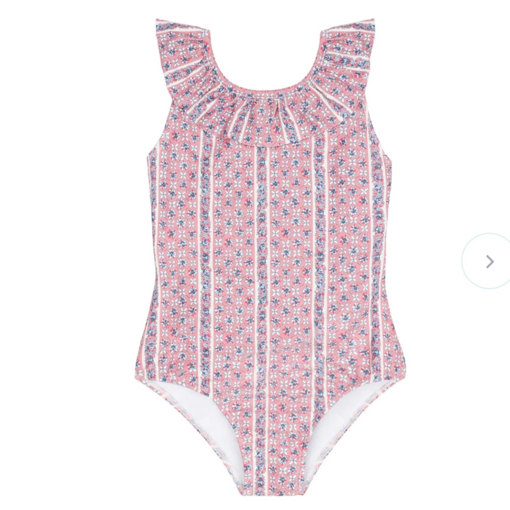 Minnow - girls rosa vine ruffle collar one piece